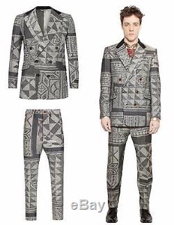 Vivienne Westwood Man Slim Fit Grey Mosaic Jacquard Wool Suit. Uk 38r It 48r
