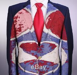 WALTER VAN BEIRENDONCK 2012 Runway Wool 2-Btn Slim Fit Embroidered Suit 40R