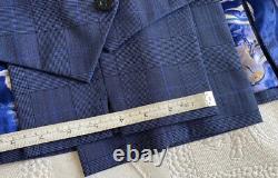 WILLIAM HUNT SAVILE ROW 3 Piece Slim Fit Suit Blue Checked Wool Mix Size 42/36