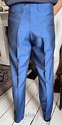 WILLIAM HUNT SAVILE ROW 3 Piece Slim Fit Suit Blue Wool & Mohair Mix- Size 40/34