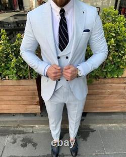 White Slim-Fit Suit 3-Piece, All Sizes Acceptable #148