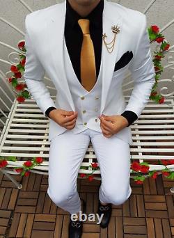 White Slim-Fit Suit 3-Piece, Will Be Made On Order, All Sizes Acceptable #91