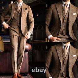 Winter Wool Men's Suits Slim Fit Single Breasted Formal Wedding Buiness Wear