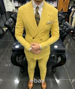Yellow Slim-Fit Suit 2-Piece, All Sizes Acceptable #217