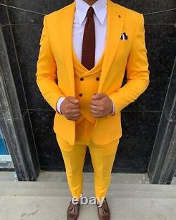 Yellow Slim-Fit Suit 3-Piece, All Sizes Acceptable #53