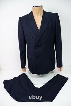 Yves Saint Laurent Mens SLIM FIT 2 Piece Wool Suit, Size 52R, Large, Blue, VGC