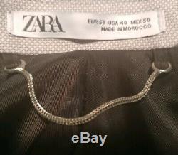 ZARA Beige Khaki Tan Slim Fit 2 Piece Suit Size Blazer 40 40R Pants 32 W x 32 L