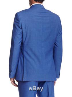 Zanetti Mens Slim Fit Blue Check Two Button Wool Suit