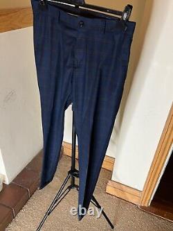 Zara Navy Check Slim Fit Suit 42 / 32