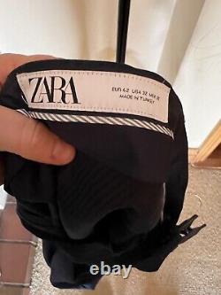 Zara Navy Check Slim Fit Suit 42 / 32